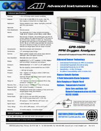 Thumbnail of document Manual - GPR-1600 Oxygen Analyzer